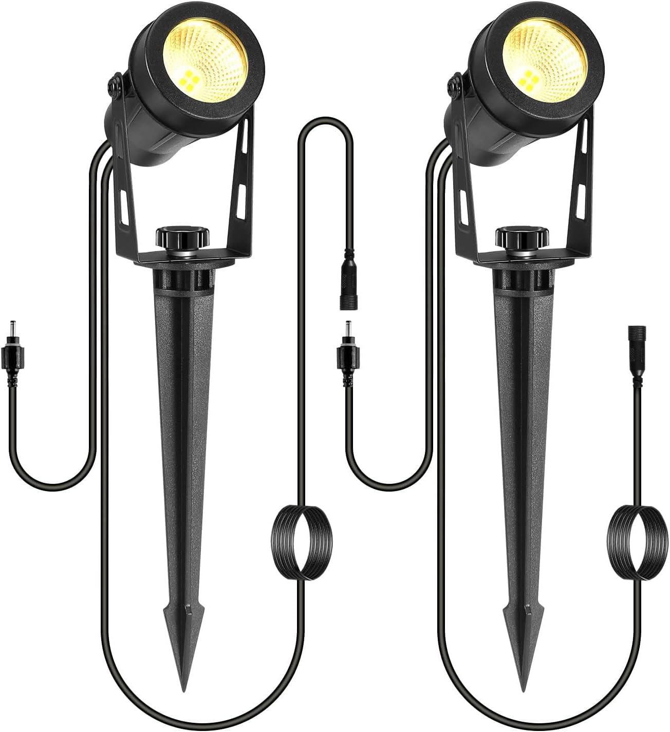 6 Pack Garden Spot Lights, Mains Powered, 12V IP65 Waterproof Outdoor Uplights, Extendable with 8 Spike Lights for Pathway, Trees, Lawn, Yard, Patio, Driveway (Warm White, 21M Cable)