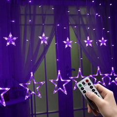 Christmas Window Lights – 12 Stars, 138 LED Fairy String Lights, USB Operated with 8 Modes, Warm White, for Indoor, Bedroom, Wedding, and Party Decor