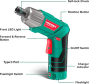 HYCHIKA 6Nm Cordless Electric Screwdriver with 35 Accessories