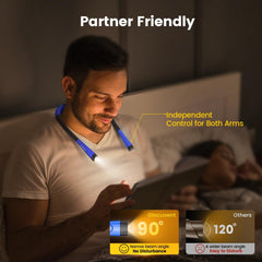 Lake Blue LED Neck Book Light – Hands-Free, USB-C Rechargeable Light with 3 Color Modes, 6 Brightness Levels & Flexible Arms – Ideal for Bedtime Reading, Knitting, Camping & More