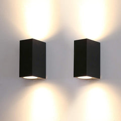 2 Pack Black Outdoor Wall Lights, Aluminium Up/Down, GU10 Sconce, IP44 Waterproof for Front Door, Patio, Garage