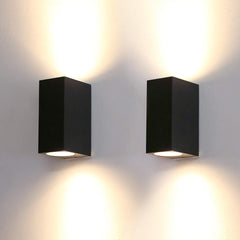 2 X Black Outside Wall Light Aluminium Up Down Outdoor Wall lamp, GU10 Exterior Wall Sconce, IP44 Waterproof Garden Lights for Front Door, Patio, Terrace, Hallway, Garage, Porch