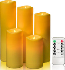 Set of 3 Waterproof LED Flameless Candles – Battery Operated, Flickering, Ivory Plastic with Remote and Timers, 5