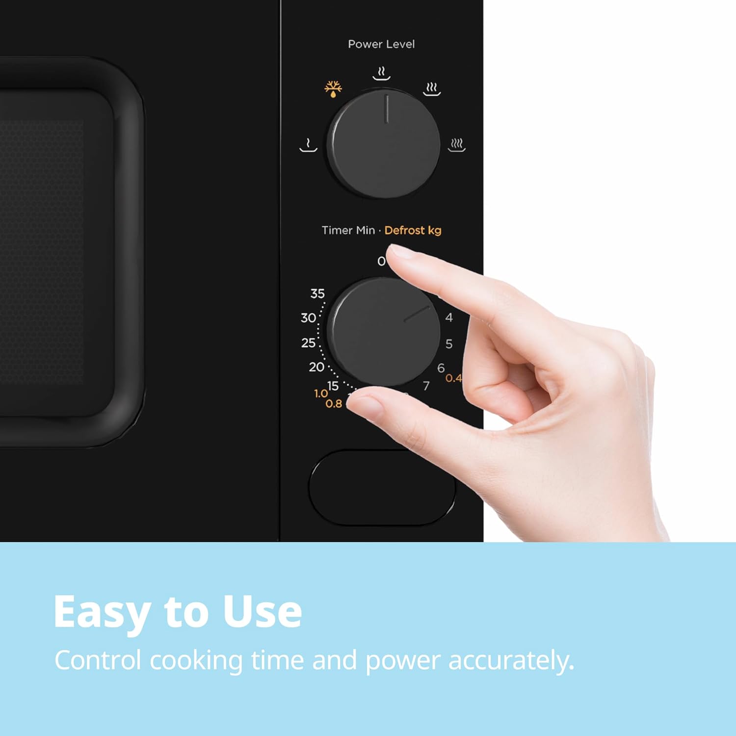 Black 20L Compact Microwave Oven 700W with Manual Control & Defrost