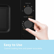 Black 20L Compact Microwave Oven 700W with Manual Control & Defrost