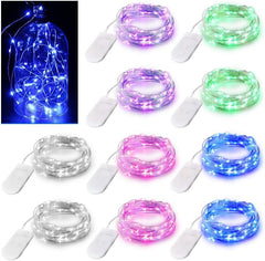 10 Piece Fairy Light String – 2 Meter Copper Wire, USB Operated, 20 LED Beads, Waterproof, Multicolor for DIY Glass Lights and Party Atmospheres