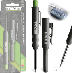 Tracer Deep Hole Construction Pencil with Site Holster – 120mm Extendable 2B Pencil with Inbuilt Sharpener for Precise Marking
