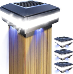 Solar Post Cap Lights - IP65 Waterproof Outdoor Solar Fence Post Lamps for Wooden Posts, Platform, Patio, and Fence Lighting