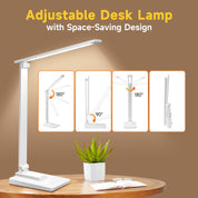 LED Desk Lamp with 15 Adjustable Modes, Dimmable Reading Light for Study, Bedside Lamp with Timer, Multi-Powered Office Desk Lamp, Black Desk Lamp for Home & Bedroom