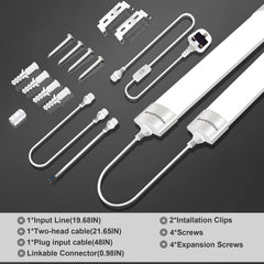 Set of LED strip lights with components on a dark background