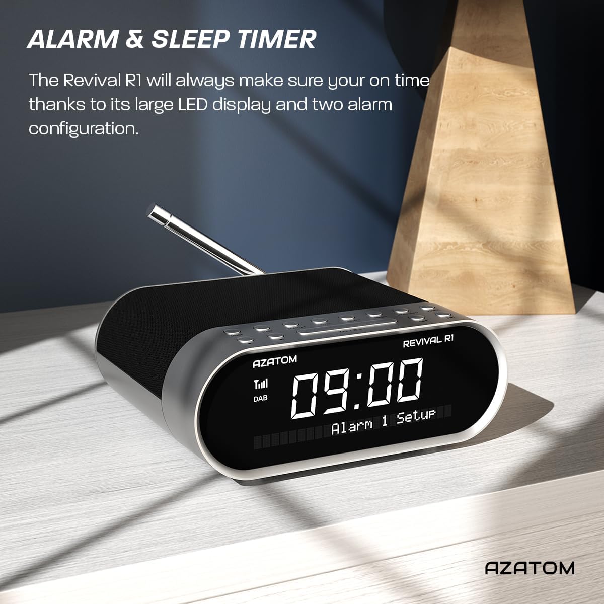 Revival R1 DAB/DAB+ & FM Bluetooth Bedside Radio with Dual Alarms & USB Charging