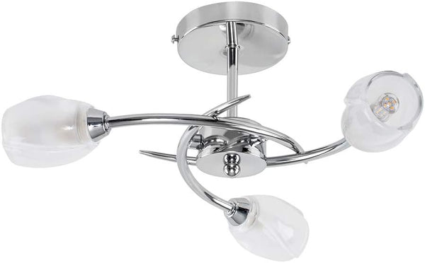 Modern Chrome 3 Way LED Ceiling Light with Shades