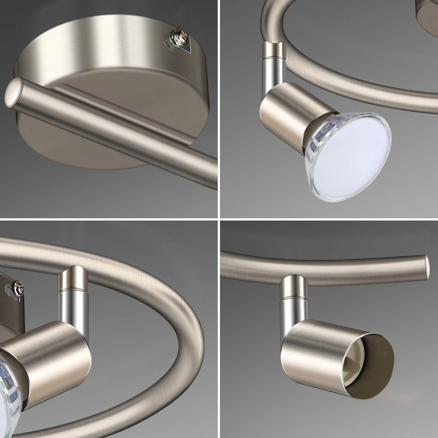 3-Way Rotatable LED Ceiling Spotlight – Matt Nickel with GU10 Bulbs