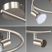 3-Way Rotatable LED Ceiling Spotlight – Matt Nickel with GU10 Bulbs