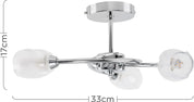 Modern Chrome 3 Way LED Ceiling Light with Shades
