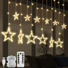 Jsdoin 12 Stars LED Curtain Lights – 138 Warm White String Lights for Christmas Decor