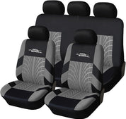 Universal Full Set Car Seat Covers – Gray Tire Track Design Seat Protectors