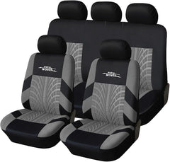 Universal Full Set Car Seat Covers – Gray Tire Track Design Seat Protectors