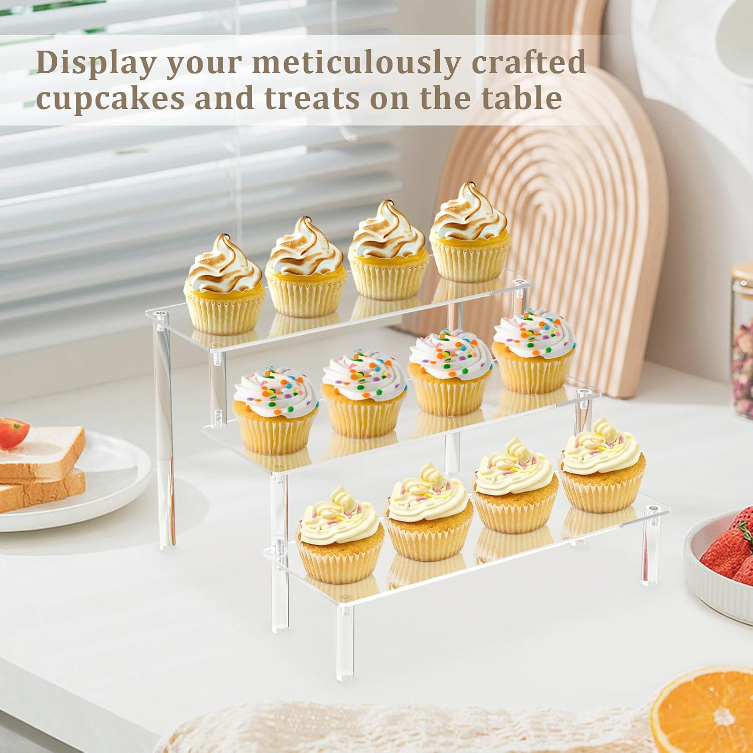 Acrylic 3-Tier Clear Display Riser Stand – Organizer for Figures, Perfume & Desserts