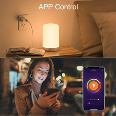 Smart Led bedside lamp, Alexa table lamp with timer Function, WiFi bedside lamp touch dimmable ,2700K~3100K, RGB+W, 2.4GHz