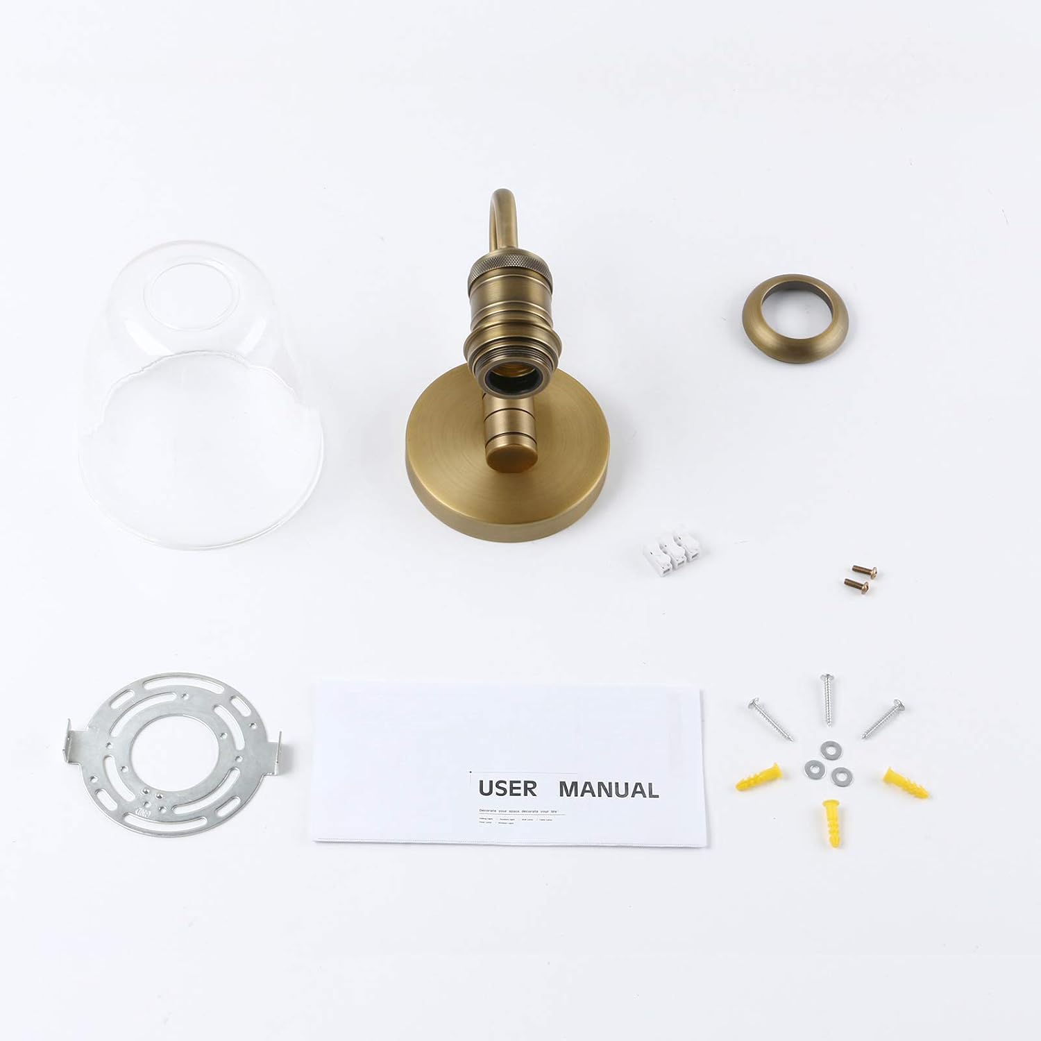 Vintage Industrial Bell Sconce Wall Light – Antique Finish with 5.6” Clear Glass Shade