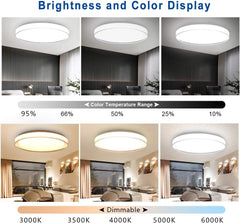 48W Dimmable LED Flush Ceiling Light, Modern with Transparent Edges, Remote Control