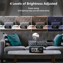 Digital LED Alarm Clock with Temperature, Dual Alarms & Adjustable Brightness