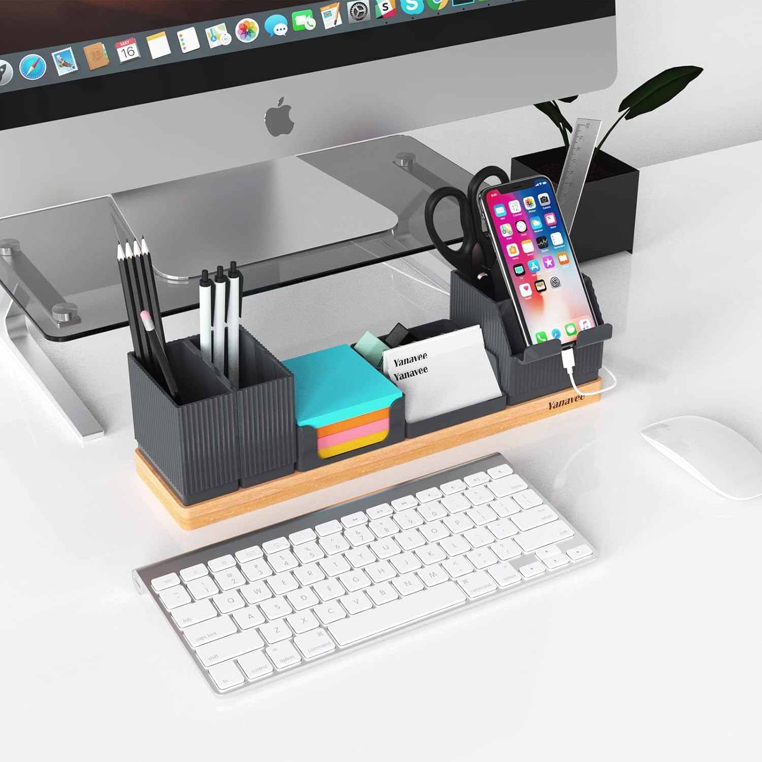 Adjustable Desk Organiser Caddy – Office Supplies Holder with Phone & Pen Storage