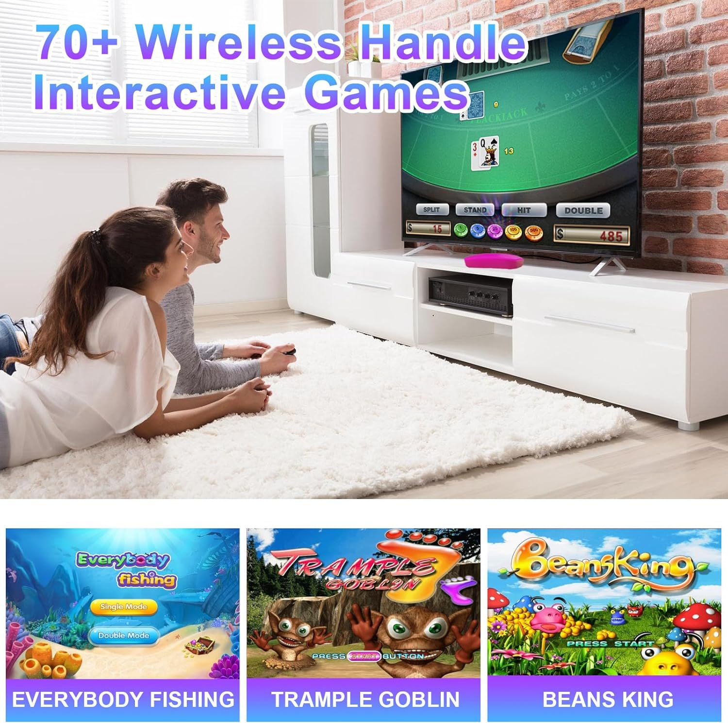 Game Console with 100+ Built-in Games, HD Output & Wireless Gamepad for Kids