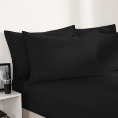 Black Microfibre Duvet Cover Set – Soft, Breathable Single Bedding with Pillowcase