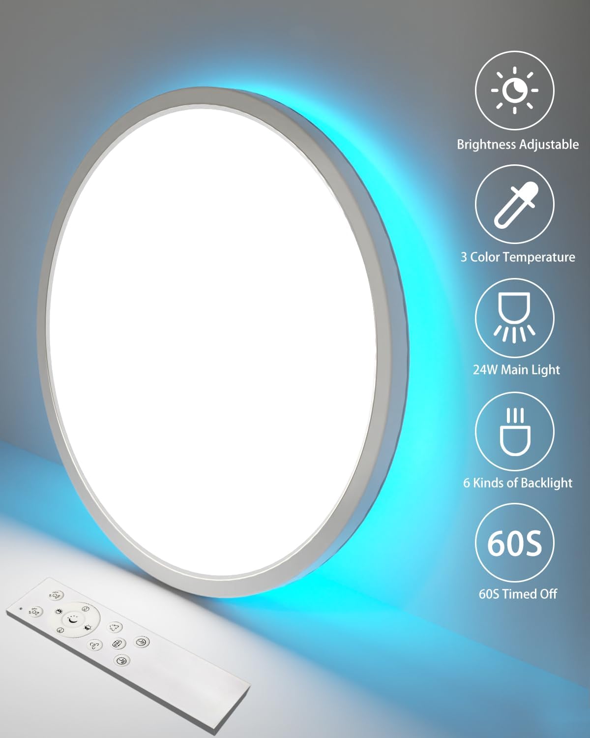 30CM LED Ceiling Light with Remote & RGB Backlight