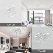 LED Ceiling Light with Remote – 4 Square Black Modern Chandelier