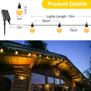 Warm White Solar Garden Lights – 100 LEDs, USB, Waterproof