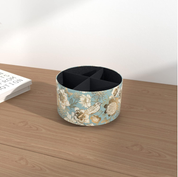 360° Rotating Leather Desk Organizer – Multi-Functional Pen & Remote Holder (Blue Bird)