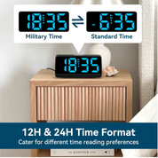 Digital LED Alarm Clock with Dual Alarms, 5 Dimmers, 4 Volumes & Power Memory