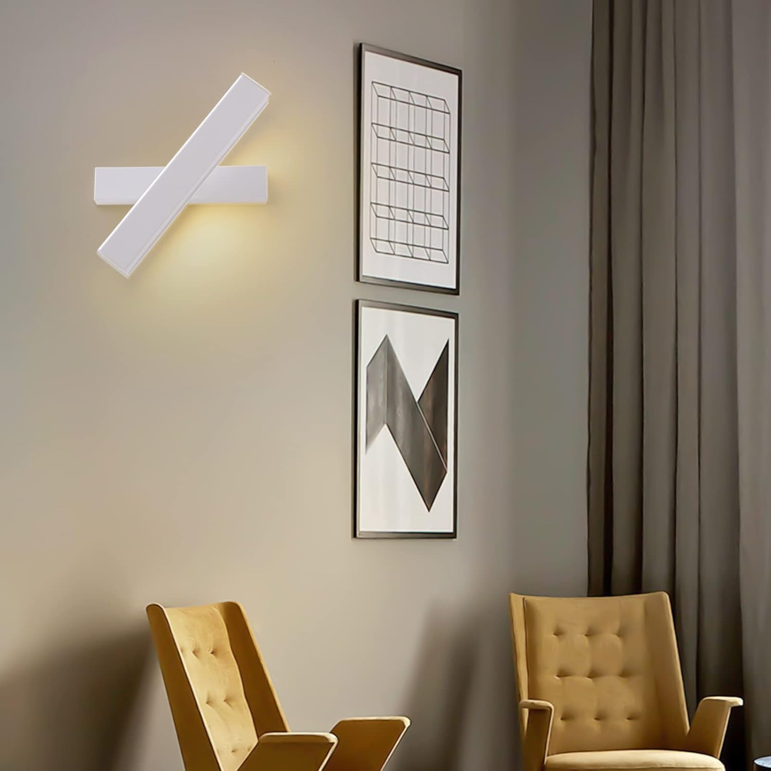 Modern 12W LED Wall Light – 350° Rotatable Indoor Sconce, Warm White for Bedroom, Hallway, Living Room