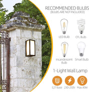 Modern Waterproof Outdoor Wall Light – E27, IP54 Rated