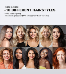 Titanium Flat Iron Hair Straightener – One-Pass Styling for Sleek, Smooth & Curly Looks