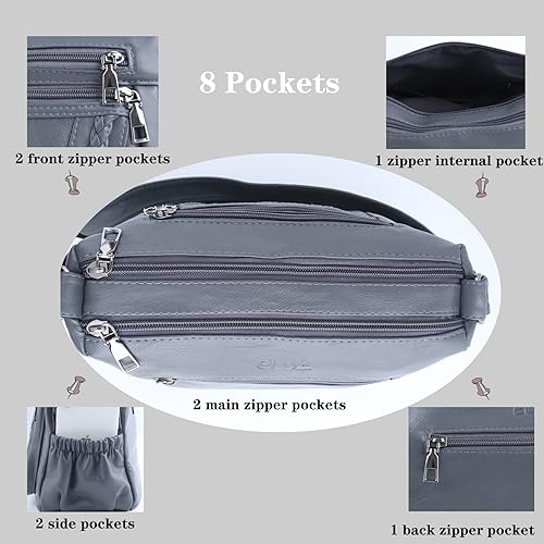 Soft PU Leather Crossbody Bag for Women – Multi-Pocket Shoulder Purse