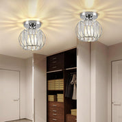 Modern Crystal Semi Flush Ceiling Light, Chrome Mini Fixture