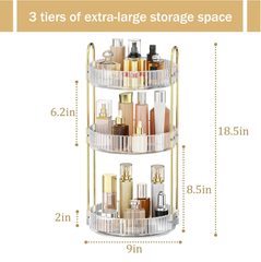 360 Rotating 3-Tier Makeup Organizer Large Cosmetic Storage Stand