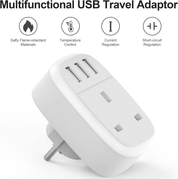 UK to EU Plug Adapter 2 Pack, Type E/F Travel Charger with 3 USB Ports