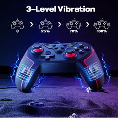 Wired Game Controller for PC with Paddles, Vibration & Mappable Buttons – Black