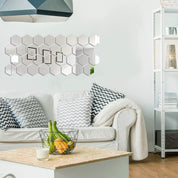 24Pcs Hexagon Acrylic Mirror Wall Sticker Decals