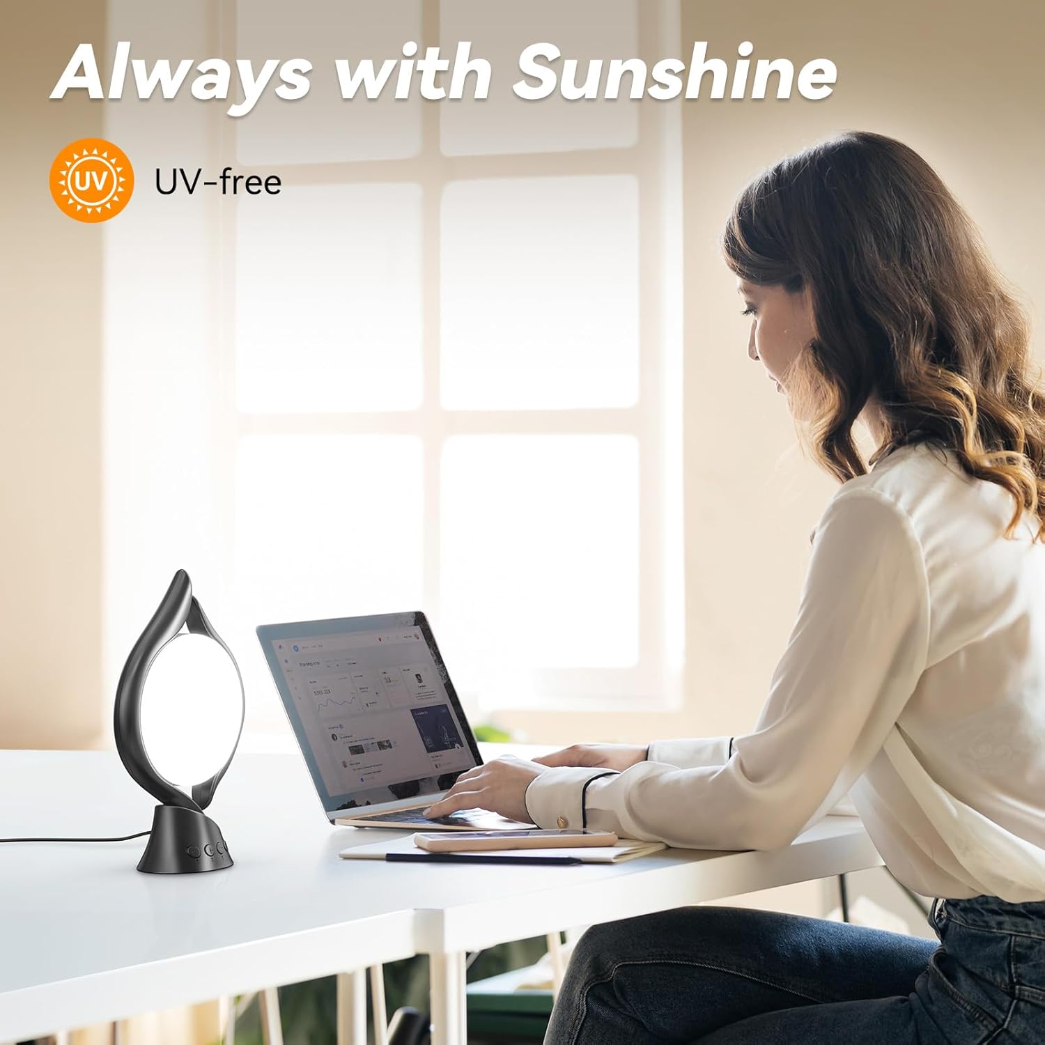 SAD Light Therapy Lamp – 10,000 Lux Sunlight with Adjustable Settings