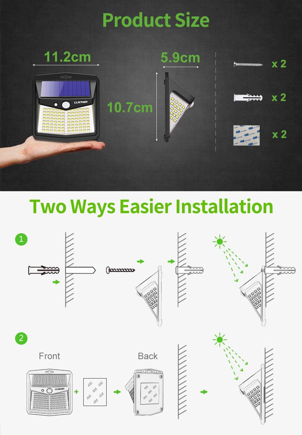 128 LED Solar Motion Lights – Outdoor Security (2 Pack)