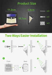 128 LED Solar Motion Lights – Outdoor Security (2 Pack)