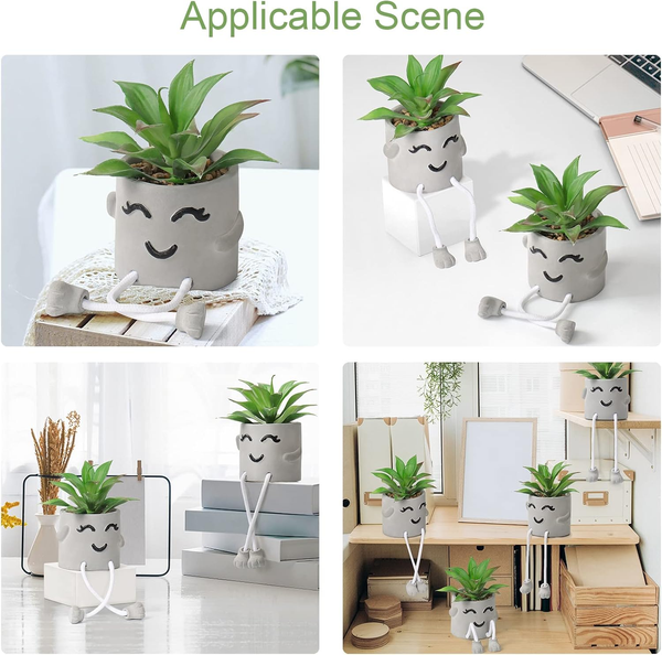 Dremisland Small Artificial Plants in Cement Pots – Mini Fake Succulent Décor