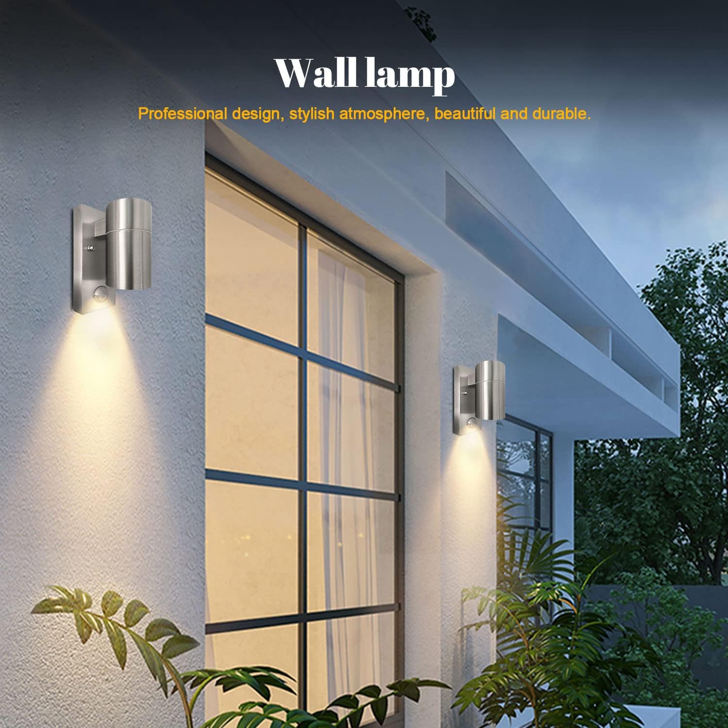 Outdoor Wall Light with PIR Motion Sensor, GU10 Base, IP44