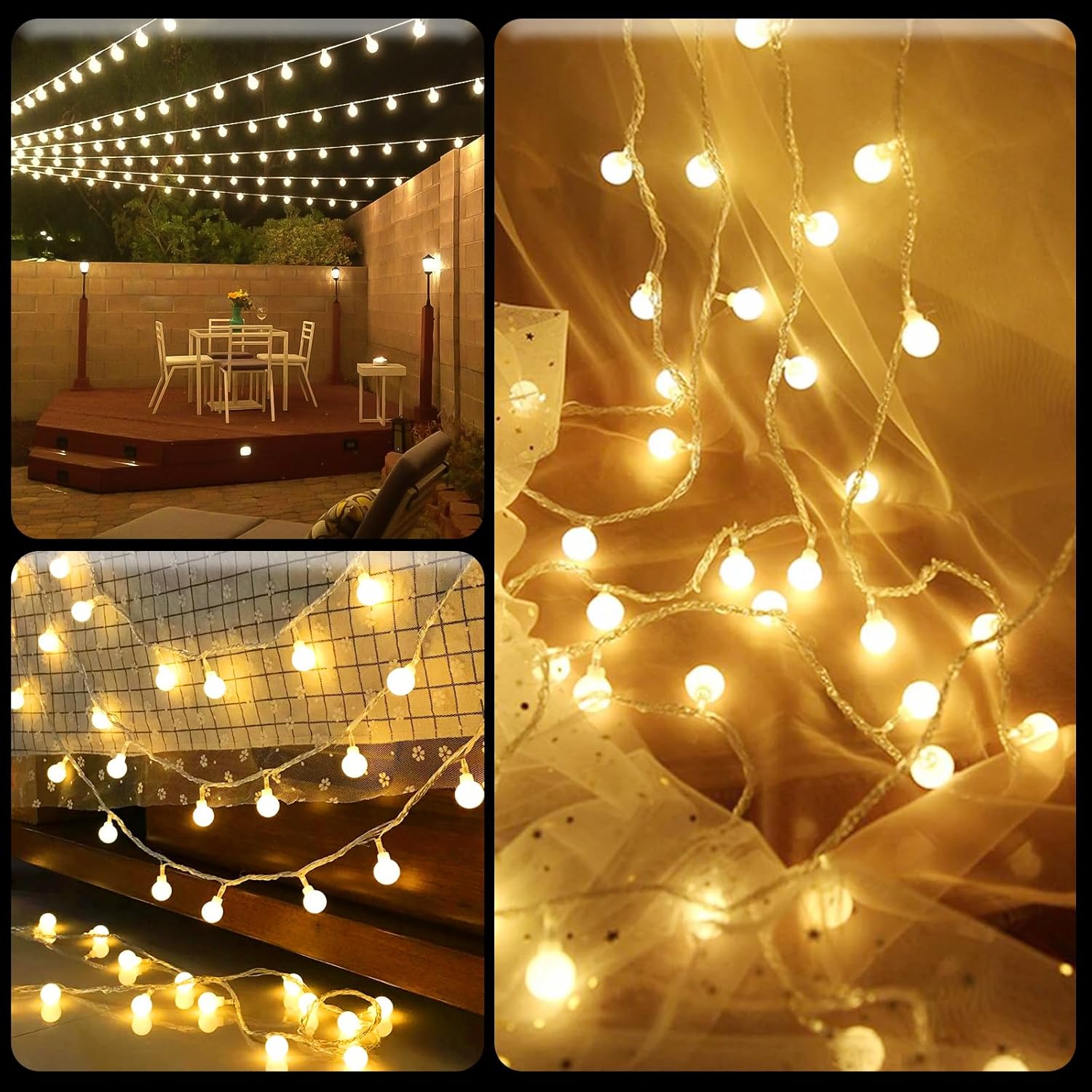 Battery Globe String Lights, 40 LEDs, 8 Modes, Waterproof